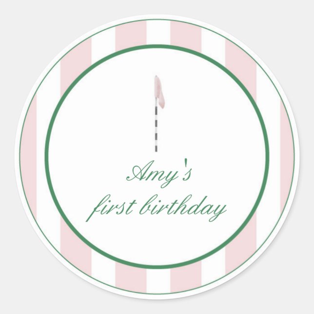 Rosa Golf Tack Stickers Runt Klistermärke (Framsida)