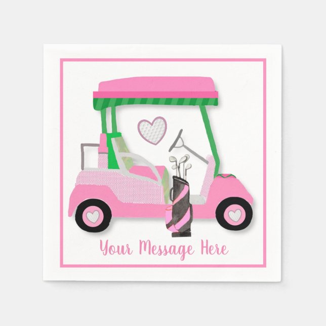 Rosa Golf-Temapartyet i Pension vid födelsedag Pappersservett (Framsidan)