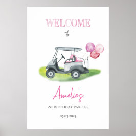 Rosa Golf Theme Välkommen Poster