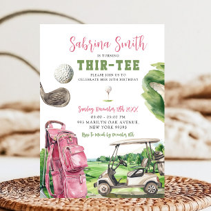 Rosa Golf Thir-Tee Birthday-inbjudan Inbjudningar