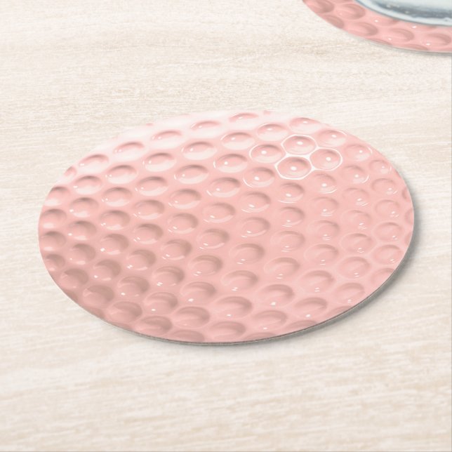 Rosa golfboll sport underlägg papper rund (Vinklad)