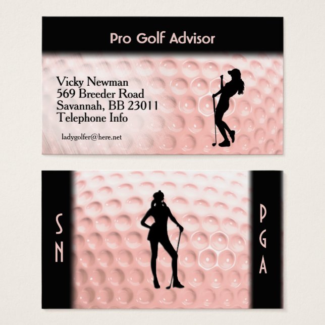 Rosa golfboll sport visitkort (Framsida & baksida)