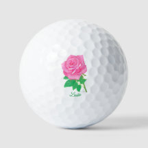 Rosa golfbollar med text