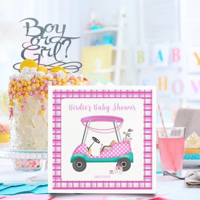 Rosa golfkärra för baby Baby Shower  Pappersservett (Skapare uppladdad)