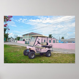 Rosa golfkärra på Bahamas Poster