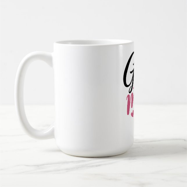 Rosa Golfmamma Hjärtboll Kalligrafi Kaffemugg (Vänster)