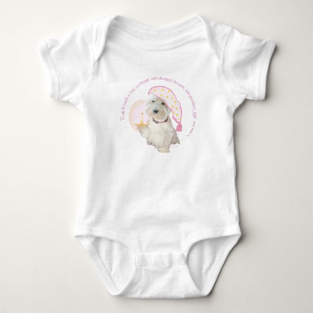 Rosa Goodnight Westie med Candle T Shirt (Framsida)