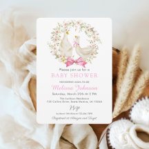 Rosa Goose Anka Wildblomma Baby Shower-inbjudan