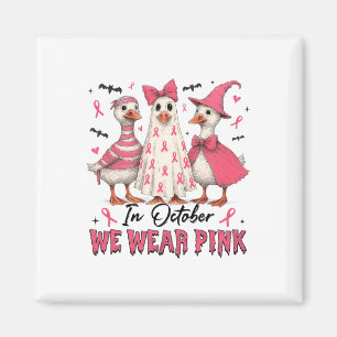 Rosa Goose Witch i oktober Bära Pumpkin Breast Magnet