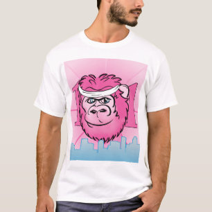Rosa gorilla med sweatbanden t shirt