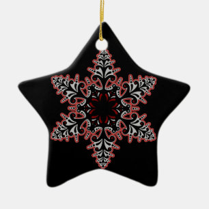 Rosa Goth Filigree Snowflake jul eller Yule Julgransprydnad Keramik