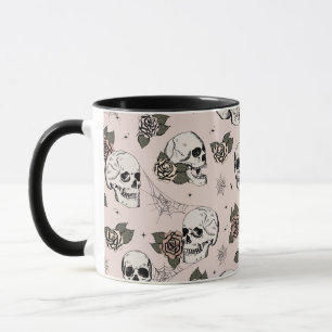 Rosa Gothic Döskallars och Ro Halloween Mugg