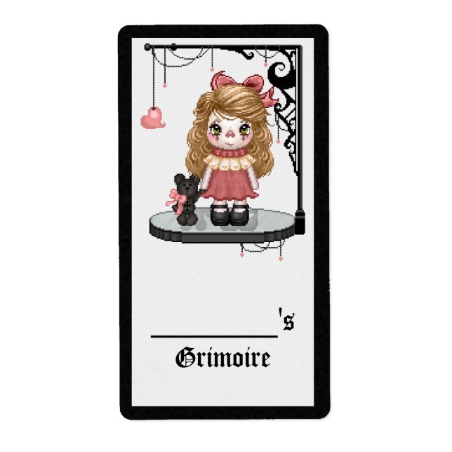 Rosa Gothic Kärlek Doll Pixel Art Fraktsedel (Framsidan)