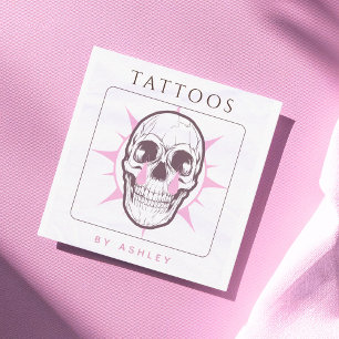 Rosa Gothic Skull Tatto Artist Salon Studio Coola Fyrkantigt Visitkort