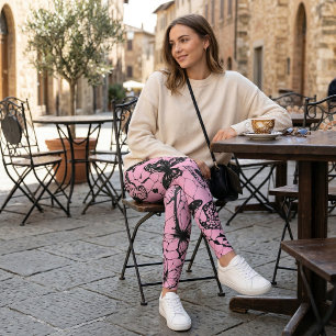 Rosa gotisk fjärilspindelnät leggings