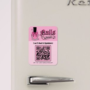 Rosa gotisk QR-kod Magnet för nageltekniker för ky