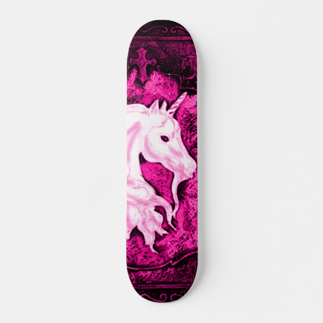 Rosa gotiskt Unicorndäck Old School Skateboard Bräda 18 Cm (Framsida)