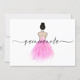  Rosa Gown-styrskript Quinceanera Party Inbjudningar