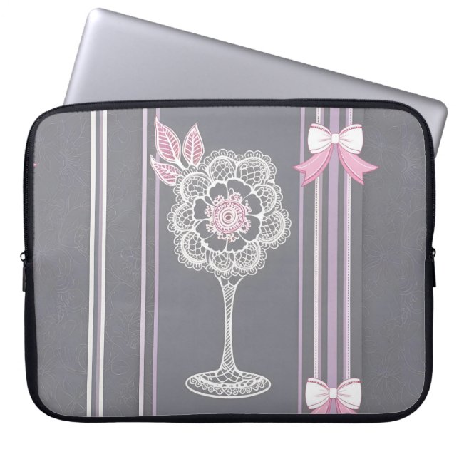 Rosa & Grå Ai-konst  Laptop Fodral (Framsidan)