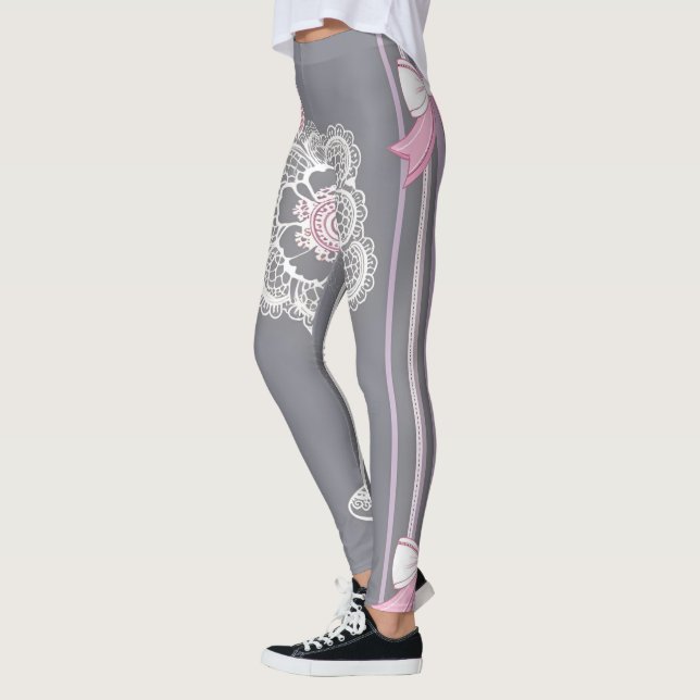 Rosa & grå AI-konst Leggings (Vänster)