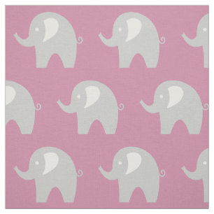 Rosa grå baby elefant mönster tyg DIY textil