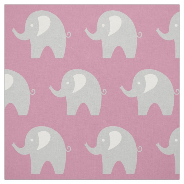 Rosa grå baby elefant mönster tyg DIY textil (Provkarta)