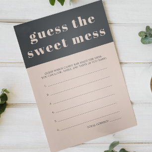Rosa Grå Boho Baby Shower Gissa Söt Röra Spel Flygblad