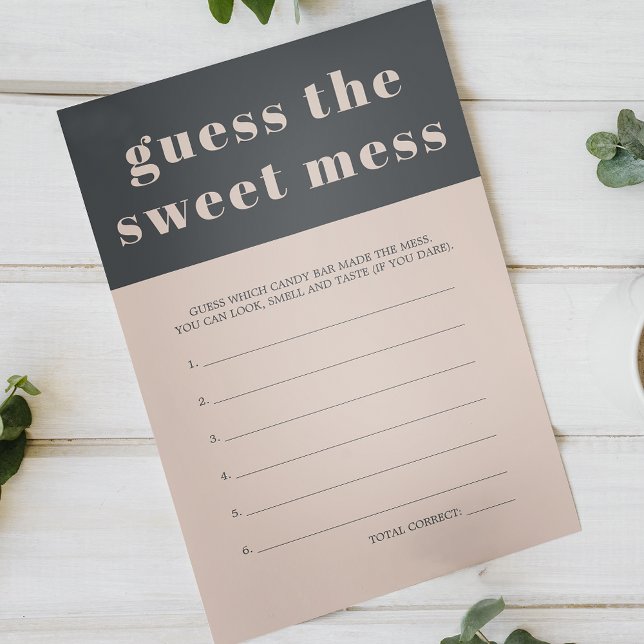 Rosa Grå Boho Baby Shower Gissa Söt Röra Spel Flygblad (Skapare uppladdad)