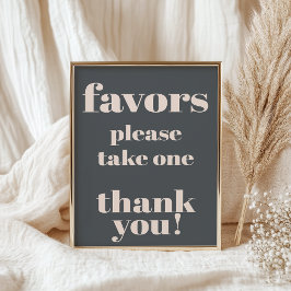 Rosa Grå Boho Typografi Baby Shower Favors Skylt