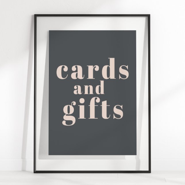 Rosa Grå Boho Typografi Baby Shower Kort Gåvor Poster (Skapare uppladdad)