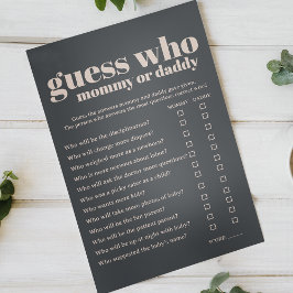 Rosa Grå Boho Typografi Baby Shower Mamma Pappa Le Flygblad
