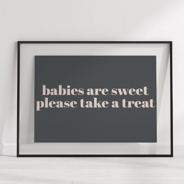 Rosa Grå Boho Typografi Baby Shower Tacksign Poster (Skapare uppladdad)