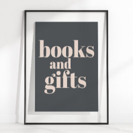 Rosa Grå Boho Typografi Bebis Shower Böcker Gåvor Poster