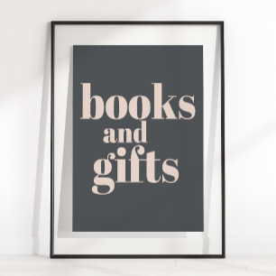 Rosa Grå Boho Typografi Bebis Shower Böcker Gåvor Poster