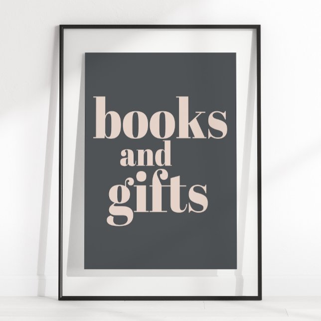Rosa Grå Boho Typografi Bebis Shower Böcker Gåvor Poster (Skapare uppladdad)