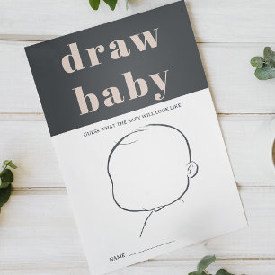 Rosa Grå Boho Typografi Dusch Rita Baby Spel Flygblad