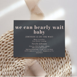 Rosa Grå Boho Typografi Nästan Inte Vänta Baby Sho Inbjudningar