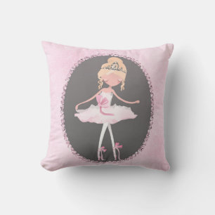 Rosa & Grå Couture Ballerina Flickors sovrum Kudde