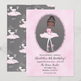 Rosa & Grå Couture Mörka Balett Rosa Födelsedagsfe Inbjudningar