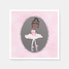 Rosa & Grå Couture Mörka Ballerina Födelsedagsfest Pappersservett