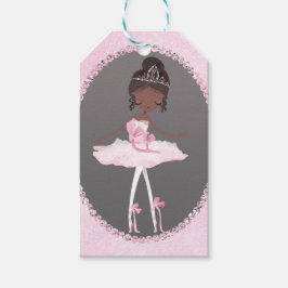 Rosa & Grå Couture Mörka Ballerina Födelsedagsfest Presentetikett