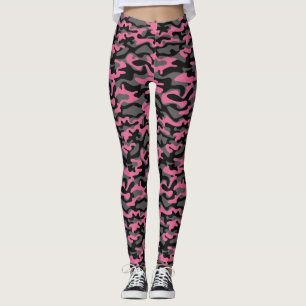 Rosa-/grå färgkamouflagekvinna damasker leggings