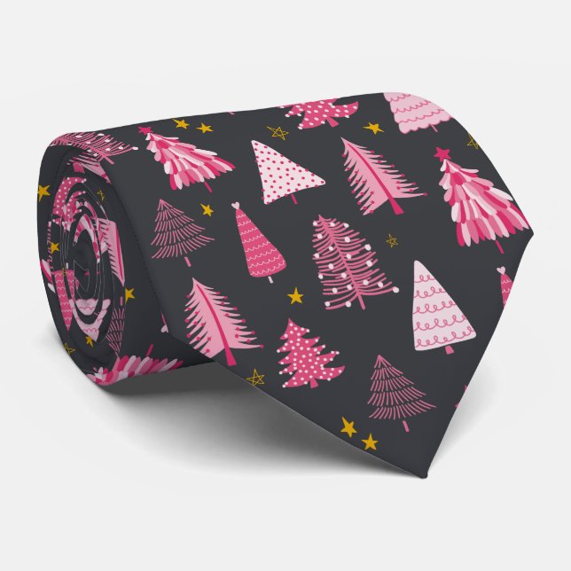 Rosa & Grå Julgran Slips (Rullad)
