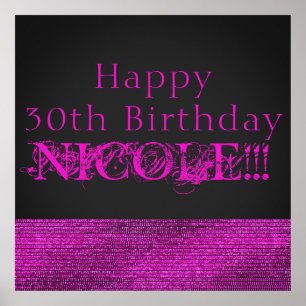 Rosa & Grå Modern Glamör Sequins Festlig Banner Poster