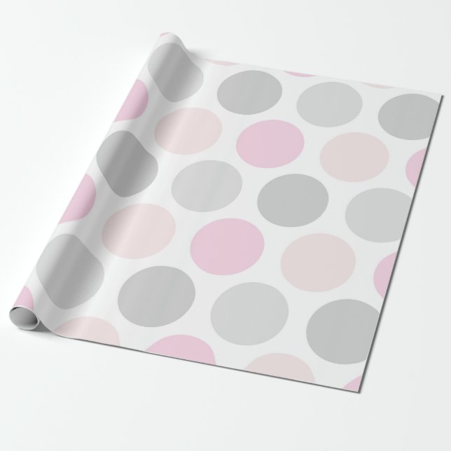 Rosa grå och hudton prickar presentpapper (Utrullad)