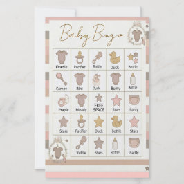 Rosa grå ränder Baby Bingo-spel