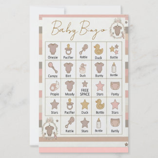 Rosa grå ränder Baby Bingo-spel