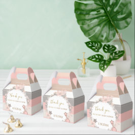 Rosa grå ränder Blommig Baby Shower Presentaskar