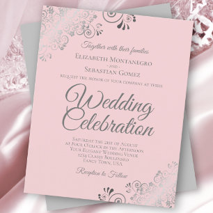 Rosa & Grå spetsig BUDGET-Hochzeitseinladung