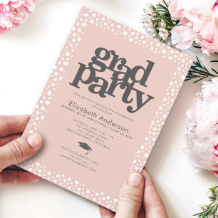  rosa grad party djärv modern typografisk chic inbjudningar